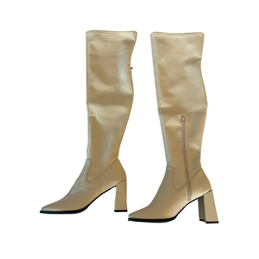 Open Edit Briar Over the Knee Cream Vanilla Boots Size 8 NEW